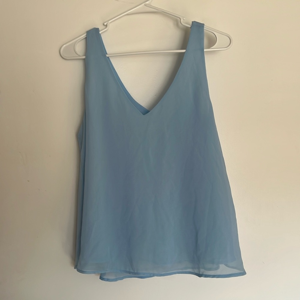 Light Blue double V-Neck Tank Top